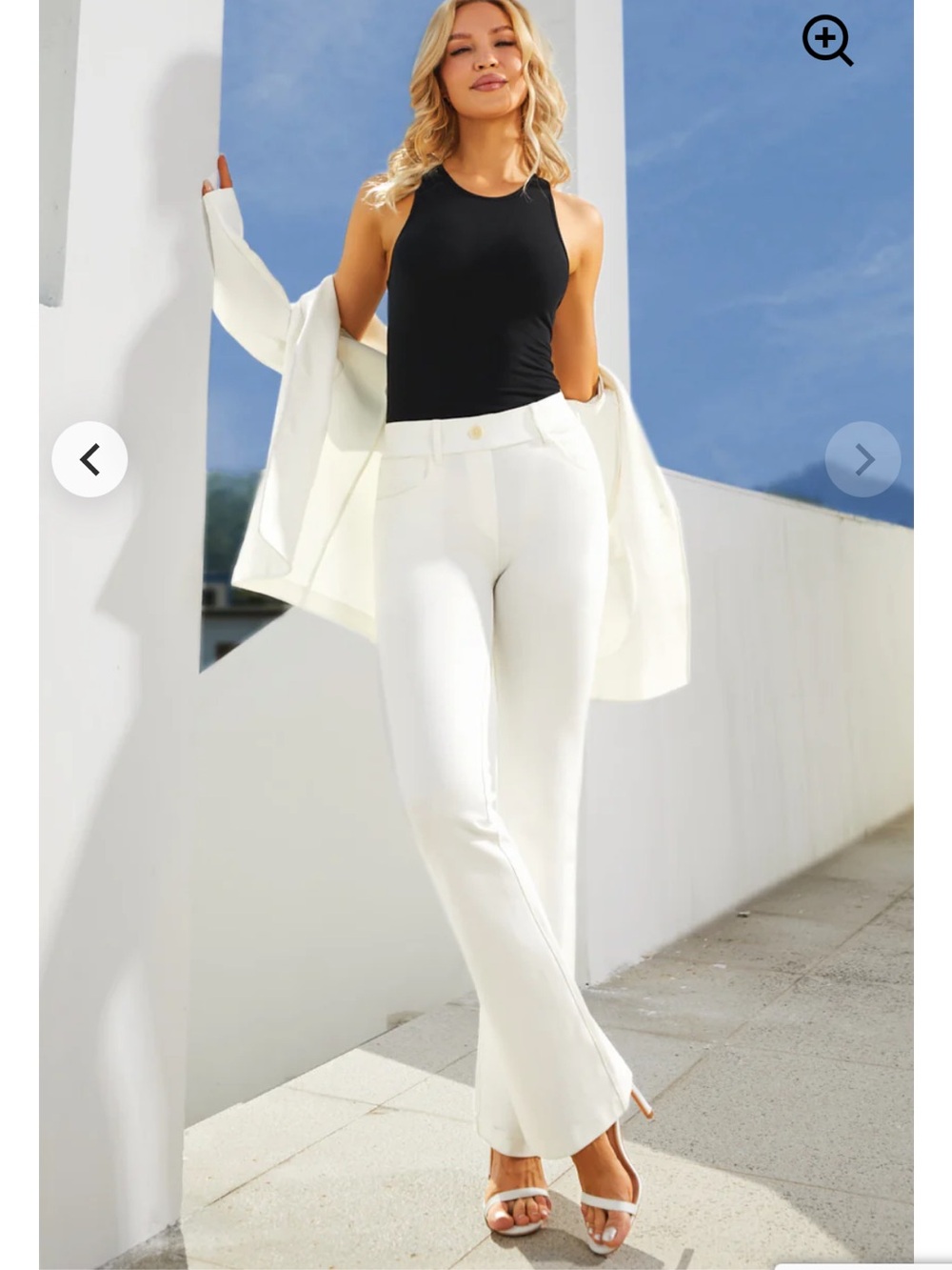 Betabrand DPYP Long / Tall Women's White Boot Cut Pants